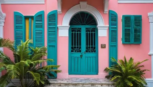 colorful facade,chucun,shutters,christiansted,frederiksted,blue doors,san juan,sanjuan,bermuda,caye caulker,blue door,bermudian,bahamian,miami,window with shutters,barbados,french quarters,cienfuegos,puerto rico,wooden shutters,Illustration,Realistic Fantasy,Realistic Fantasy 31