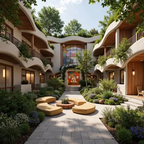 ecovillages,3d rendering,ecovillage,townhomes,renderings,cohousing,courtyards,townhome,fallingwater,bungalows,render,netherwood,ivillage,asian architecture,landscaped,streamwood,apartment complex,sketchup,courtyard,earthship