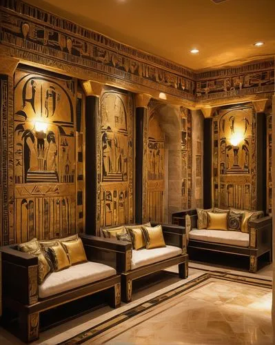 egyptian temple,art deco,luxor,pharaonic,the cairo,carved wall,amanresorts,wadjet,hammam,egyptienne,abydos,wallcoverings,ancient egypt,interior decor,egyptian,hieroglyphs,interior decoration,pharoahs,pharaohs,ramses ii,Illustration,Abstract Fantasy,Abstract Fantasy 04