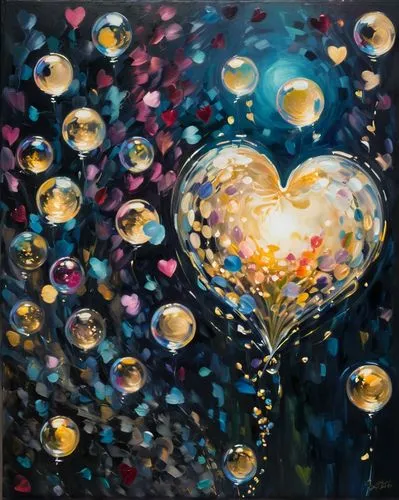 heart balloons,blue heart balloons,painted hearts,bokeh hearts,colorful heart,hanging hearts,colorful balloons,watery heart,glitter hearts,puffy hearts,golden heart,gold glitter heart,double hearts gold,little girl with balloons,cluster ballooning,rainbow color balloons,oil painting on canvas,straw hearts,floral heart,star balloons,Conceptual Art,Oil color,Oil Color 10