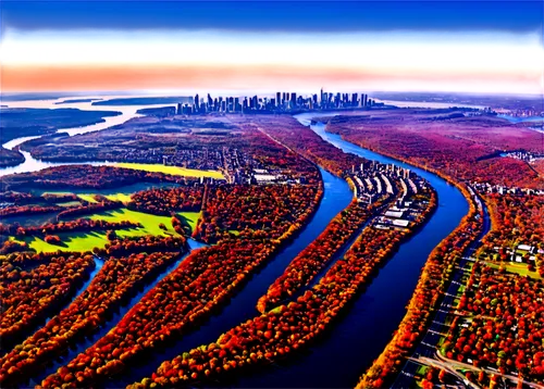 simcity,river delta,teterboro,triboro,petrzalka,chicagoland,riverlands,manhattan,virtual landscape,megapolis,schuylkill,cityview,meadowlands,aerial landscape,terraformed,riverways,pudong,levee,citydev,philippopolis,Illustration,Realistic Fantasy,Realistic Fantasy 37