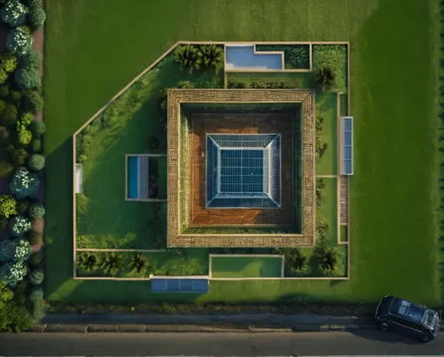 street,view from above,villa cortine palace,aerial photography,drone image,landscape designers sydney,turf roof,garden elevation,bird's-eye view,green lawn,palace garden,top view,paved square,aerial s