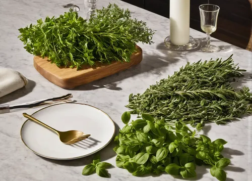 Write a recipe featuring aromatic herbs for a romantic dinner.,gremolata,garden cress,cress bread,arugula,culinary herbs,watercress,food styling,parsley leaves,winter savory,parsley,green salad,sea le