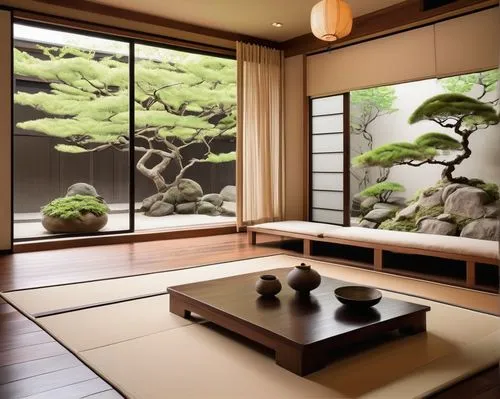 japanese-style room,ryokan,japanese zen garden,ryokans,zen garden,tea ceremony,tatami,japanese garden ornament,chanoyu,japanese art,shoin,japanese style,teahouse,wooden windows,dojo,japon,teahouses,ikebana,japanese background,japanese tea,Illustration,Black and White,Black and White 15