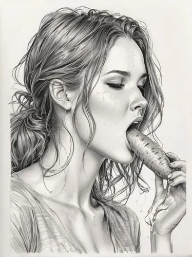 pencil art,woman with ice-cream,smoking girl,licking,woman eating apple,pencil drawings,Illustration,Black and White,Black and White 30