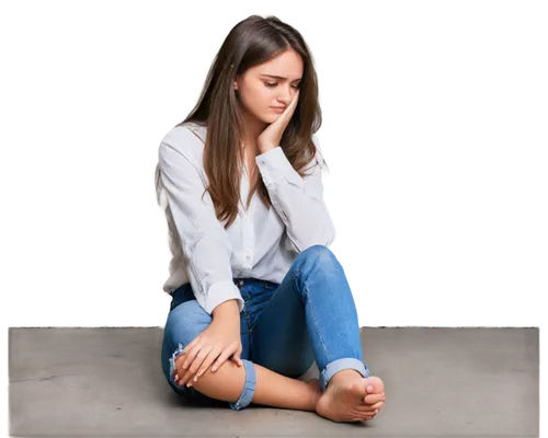 girl sitting,woman sitting,depressed woman,relaxed young girl,girl on a white background,girl praying,portrait background,padmasana,worried girl,girl in a long,dysthymia,addiction treatment,anxiety disorder,mutism,anosognosia,self hypnosis,jeans background,premenstrual,young woman,hypomanic,Conceptual Art,Fantasy,Fantasy 03