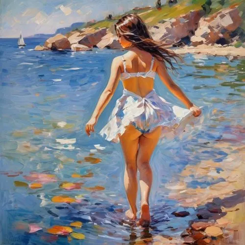 dmitriev,bather,kordic,ilyin,woman walking,girl on the river,oil painting,girl walking away,palizzi,chudinov,walk on the beach,acqua,liberto,the sea maid,rahimov,oil painting on canvas,basov,paining,yuriev,dussel,Conceptual Art,Oil color,Oil Color 10