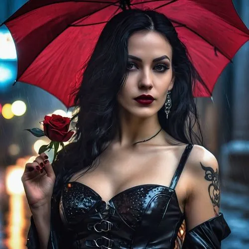 red rose in rain,black rose,red rose,bella rosa,umbrella,rosa,rosa bonita,femme fatale,disney rose,romantic rose,gothic woman,catrina,with roses,vampire woman,red roses,bright rose,catrina calavera,gothic fashion,rose,cruella,Photography,General,Realistic