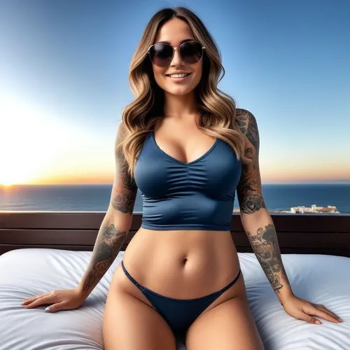 the young beautiful woman in a blue bikini,tattoo girl,menounos,lita,federline,celeste,tats