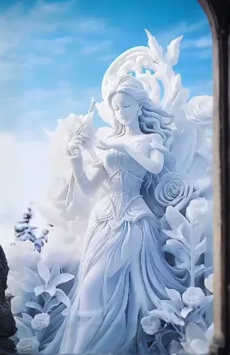 ระบายสีเต็มที่สวยงามบนภาพตัวอย่าง,ดั่งนางฟ้าเทพนิยาย สวยงาม,สมจริง,white rose snow queen,the snow queen,ice queen,eternal snow,glory of the snow,father frost,suit of the snow maiden,winterblueher,cg a