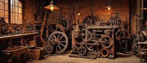 clockmakers,blacksmiths,treadle,chainstore,printshop,engine room,manufactory,watchmakers,machinery,engraver,craftsmen,clockmaker,blacksmith,stationers,castle iron market,metalworks,printing house,antique construction,blacksmithing,clockworks,Art,Classical Oil Painting,Classical Oil Painting 19