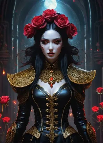 queen of hearts,gothic portrait,gothic woman,fantasy art,widow flower,fantasy portrait,Illustration,Realistic Fantasy,Realistic Fantasy 18