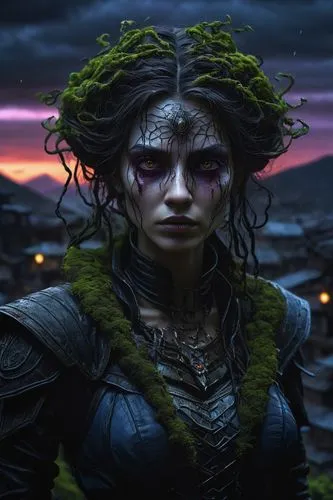 kerrigan,kerrii,violet head elf,gamora,enchantress,planescape,Illustration,Realistic Fantasy,Realistic Fantasy 06