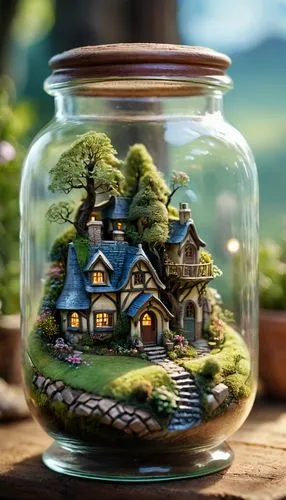 miniature house,fairy house,little house,house in the forest,tree house,terrarium,glass jar,small house,tree house hotel,home landscape,3d fantasy,snowglobes,fairy village,wooden houses,treehouse,log home,beautiful home,houses clipart,wooden house,country cottage,Photography,General,Commercial