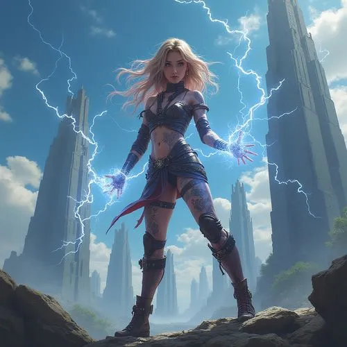 thundra,magik,stormbreaker,god of thunder,sandahl,lightning,jaina,etheria,thunderstruck,bolts,monsoon banner,thor,thunderer,goddess of justice,rafaela,electrify,thors,karavas,asgard,electrifying,Conceptual Art,Sci-Fi,Sci-Fi 23