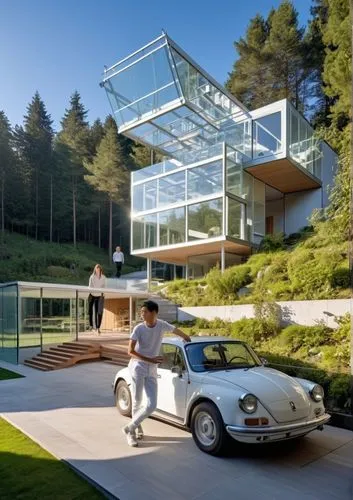 Modern villa in switzerland,alpine style,futuristic architecture,smart house,modern architecture,cubic house,gullwing,underground garage,luxury property,cube house,glass roof,modern house,folding roof