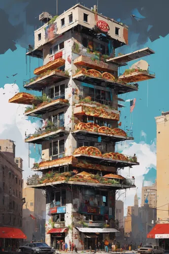 bird tower,pagoda,animal tower,steel tower,gunkanjima,kowloon,taipei,tower of babel,asian architecture,stone pagoda,cellular tower,skyscraper,chinese temple,skyscraper town,chinese architecture,towers,urban towers,hanoi,tower,electric tower,Conceptual Art,Oil color,Oil Color 07