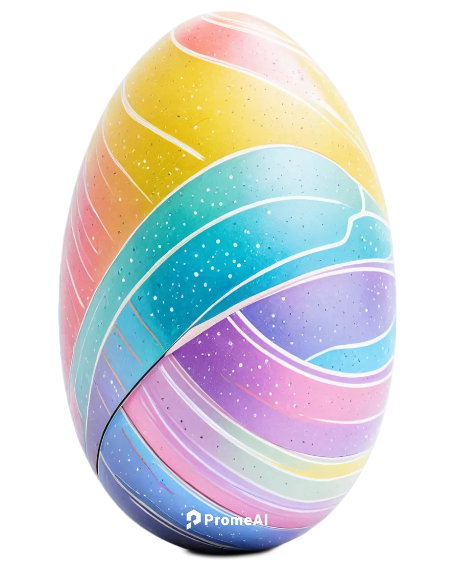 Easter egg, colorful doodle, swirling patterns, pastel colors, glitter accents, delicate lines, whimsical design, intricate details, rounded shape, white background, close-up shot, soft focus, warm li