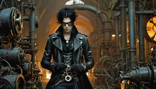 clockmaker,gothic fashion,underworld,steampunk,watchmaker,gothic style,vanitas,gothic,rasputin,gothic portrait,goth subculture,dark gothic mood,streampunk,goths,clockwork,cosplay image,yukio,undertaker,goth,electro,Illustration,Realistic Fantasy,Realistic Fantasy 09