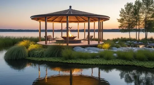 the gazebo is lit up with a candle,gazebo,gazebos,evening lake,wayzata,mazury,summer house,Photography,General,Realistic