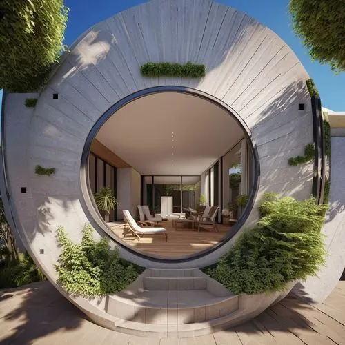 garden design sydney,landscape design sydney,cubic house,3d rendering,landscape designers sydney,round house,futuristic architecture,semi circle arch,modern house,smart home,circle design,round window,render,sky space concept,inverted cottage,modern architecture,smart house,eco-construction,cube house,3d bicoin,Photography,General,Realistic