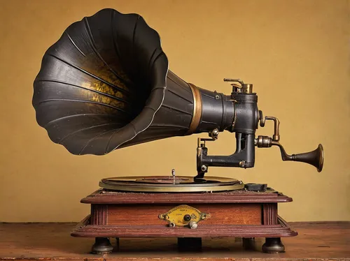 Describe the nostalgia and crackling sound of a 78rpm record playing on an old phonograph.,gramophone,gramophone record,the gramophone,phonograph,the phonograph,phonograph record,vintage ilistration,e