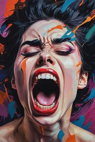 anger,rage,digital painting,digital art,world digital painting,scared woman,painting technique,vector illustration,digital artwork,digital illustration,anguish,hand digital painting,frustration,vector art,modern pop art,woman face,aggression,exploding head,assault,angry,Photography,Documentary Photography,Documentary Photography 14