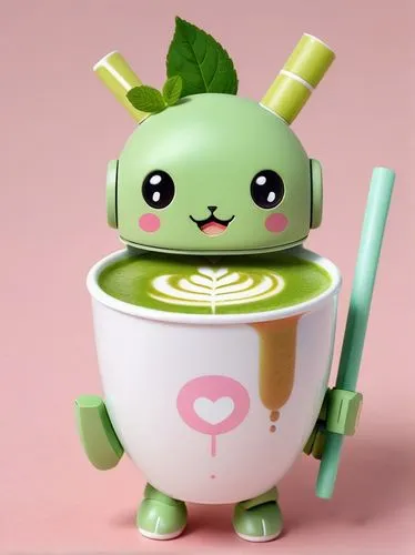 tea cup fella,robocup,cocopa,kawaii cactus,cute coffee,matcha,Illustration,Japanese style,Japanese Style 01