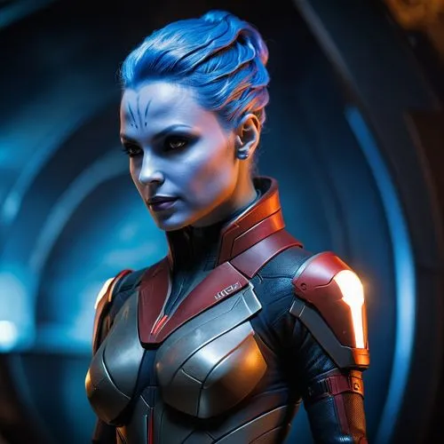 Mass Effect
Liara Tsoni ( asari ) ( xeno )

blaue Haut.
 Geschwungene kurze Tentakel statt Haaren auf dem kopf
Keine Ohren,liara,asari,satari,jadzia,symetra,zavtra,liora,andorian,askani,solara,kaidan,