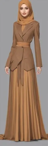 Digital drawing fashion for Muslim hijab with suede with 3D loose style very loose style with ,a beautiful woman with a very long brown dress,abaya,hijaber,jawa,hijabs,abayas,hijab,Photography,General