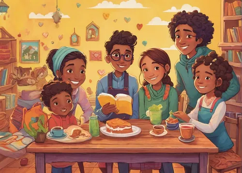 cooking book cover,kids illustration,diverse family,book illustration,book cover,the dawn family,mahogany family,a collection of short stories for children,herring family,sci fiction illustration,thanksgiving background,birch family,mystery book cover,seven citizens of the country,families,mustard and cabbage family,youth book,magnolia family,picture book,coffee tea illustration,Conceptual Art,Fantasy,Fantasy 09