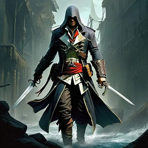 hooded man,assassin,assassins,massively multiplayer online role-playing game,red hood,scythe,swordsman,pirate,swordsmen,game illustration,the wanderer,konstantin bow,templar,cg artwork,action-adventure game,robin hood,heroic fantasy,hooded,dodge warlock,game art,Illustration,Realistic Fantasy,Realistic Fantasy 05