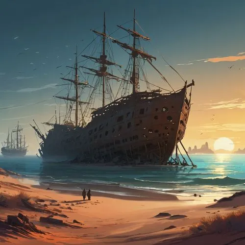 shipwreck,sea sailing ship,caravel,shipwrecked,sail ship,sailing ship,tall ship,tallship,ship wreck,whaleship,merchantman,aground,galleon,sea fantasy,three masted sailing ship,sailing ships,pirate ship,old ship,shipwrecks,gangplank,Conceptual Art,Fantasy,Fantasy 02