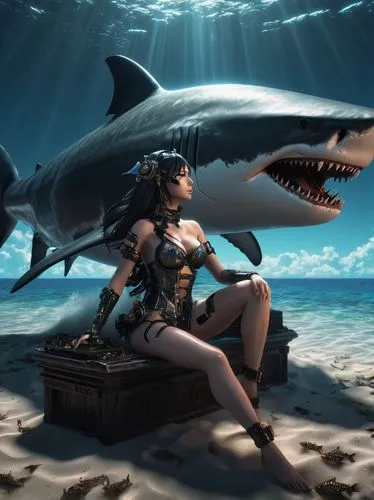 fantasy picture,nekton,requin,scylla,temposhark,fantasy art,amphitrite,mayshark,the sea maid,nereids,hammerheads,girl with a dolphin,sirene,shark,fisherwoman,tigershark,megalodon,god of the sea,themyscira,sea hawk,Conceptual Art,Sci-Fi,Sci-Fi 09