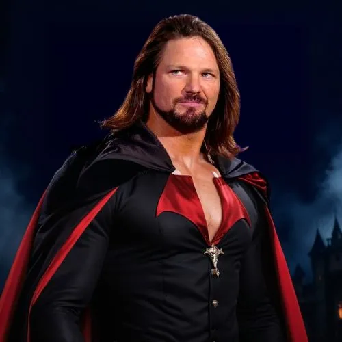 Muscular man dressed as Dracula. Halloween style,a man wearing a red cape and black shirt,xanatos,god of thunder,shishani,kane,markiewicz,rhyno