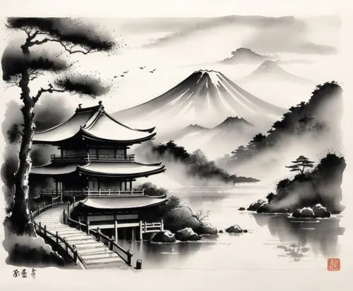 cool woodblock images,oriental painting,japanese art,yiping,huijin,mengzi,Illustration,Paper based,Paper Based 30