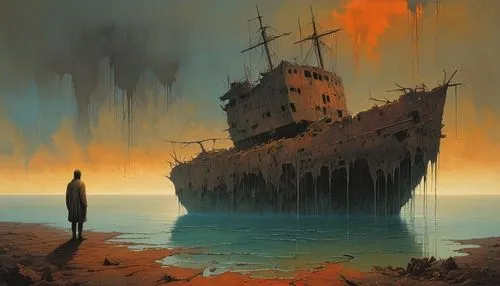 ship wreck,shipwreck,the wreck of the ship,sunken ship,ghost ship,boat wreck,sunken boat,sinking,digging ship,old ship,the wreck,ship of the line,sea fantasy,old ships,adrift,ship,rotten boat,pirate ship,wreck,the vessel,Conceptual Art,Graffiti Art,Graffiti Art 08