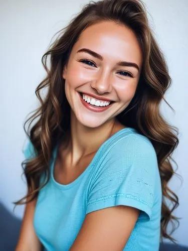 The most enchanting smile I've ever seen.,a smiling woman in a blue shirt,sonrisa,a girl's smile,giada,beautiful young woman,smiling,hazelius