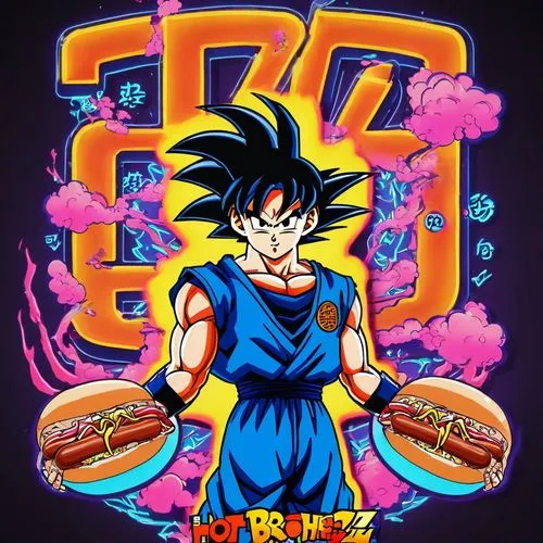 son goku,goku,boiga,dragonball,dragon ball,burguer,Illustration,Japanese style,Japanese Style 04