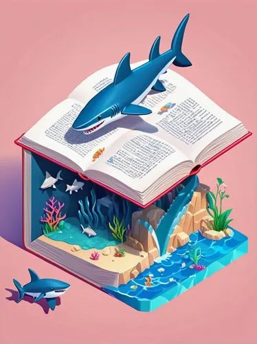 dolphin background,book wallpaper,book illustration,aquarium,seaquarium,liopleurodon,dolphin school,bookstar,bookstaver,booksurge,shark,aquarium inhabitants,aquariums,ocean paradise,requin,lowpoly,sci fiction illustration,bookmark,underwater world,sharks,Unique,3D,Isometric