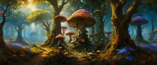 mushroom landscape,fairy forest,mushroom island,elven forest,fairy world,forest mushrooms,forest mushroom,fairy village,forest of dreams,mushrooms,fantasy landscape,enchanted forest,fairytale forest,m