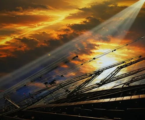 beams of light shining through clouds in the evening,solar farm,solar power plant,solar field,solar photovoltaic,solar energy,sunedison,Illustration,Realistic Fantasy,Realistic Fantasy 03