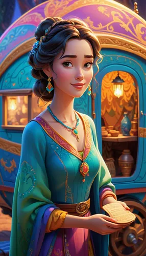 princess anna,princess sofia,elsa,rapunzel,tiana,cinderella,aladha,merida,jasmine,disney character,aladin,tangled,fairy tale character,agnes,princess' earring,moana,celtic queen,vanessa (butterfly),the snow queen,shopkeeper,Unique,3D,Isometric