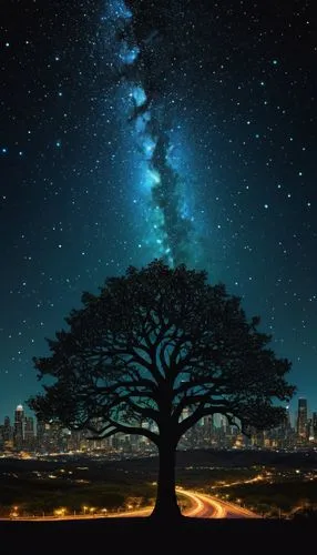 magic tree,lone tree,tree of life,celtic tree,isolated tree,tree silhouette,tree,the japanese tree,a tree,lonetree,the night sky,flourishing tree,night sky,samsung wallpaper,free background,beautiful wallpaper,smaller tree,night image,nightsky,starry sky,Illustration,Abstract Fantasy,Abstract Fantasy 19