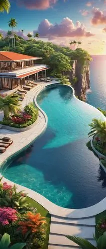 infinity swimming pool,uluwatu,paradisus,summerland,tropical island,floating islands,diamond lagoon,amanresorts,curacao,dream beach,tropical house,paradis,holiday villa,full hd wallpaper,lavezzi isles,resort,themyscira,floating island,ocean paradise,futuristic landscape,Unique,3D,Isometric