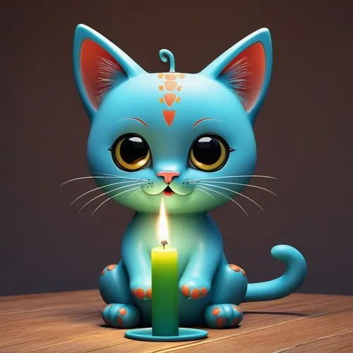 kittu,jiwan,bluestar,cute cartoon image,lighted candle,deepam,Art,Artistic Painting,Artistic Painting 33