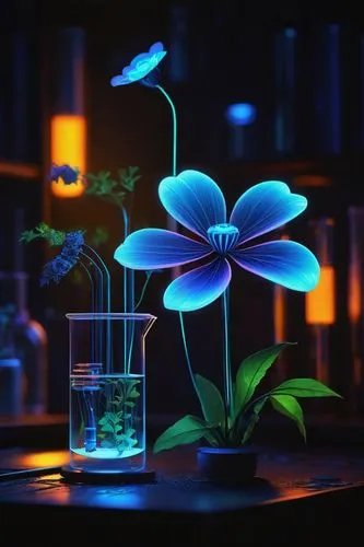 blue lamp,bioluminescence,blue flower,flower background,flower essences,ikebana,flower illustrative,creating perfume,chemist,botanical,blue petals,3d background,drawing with light,laboratory,potions,blue flowers,flower painting,flowers png,glow in the dark paint,light paint,Illustration,American Style,American Style 09