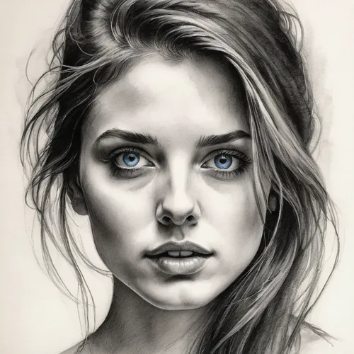 charcoal drawing,girl portrait,pencil drawings,charcoal pencil,pencil drawing,girl drawing,pencil art,digital painting,charcoal,digital art,graphite,chalk drawing,mystical portrait of a girl,world digital painting,woman portrait,women's eyes,blue eyes,face portrait,digital drawing,color pencil,Illustration,Black and White,Black and White 35