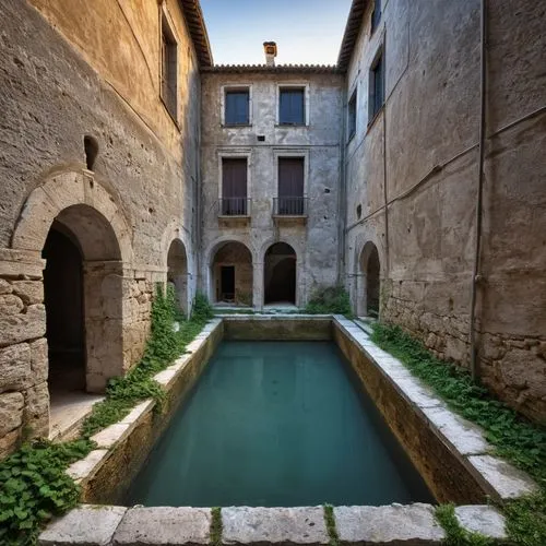 roman bath,courtyard,inside courtyard,volterra,tuscan,alhambra,medieval architecture,vizcaya,moated castle,roman villa,l'aquila,sant'angelo castel,veneto,moated,venetian,floor fountain,treviso,verona,water castle,l'isle-sur-la-sorgue,Photography,Documentary Photography,Documentary Photography 16