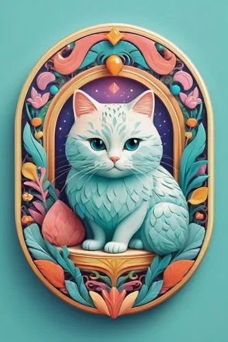 tea party cat,decorative plate,cat portrait,cat vector,chinaware,cartoon cat,chinese pastoral cat,airbnb icon,cat on a blue background,étouffée,wall plate,stylized macaron,cat frame,tartar,cat sparrow,enamelled,vintage cat,tiktok icon,lucky cat,porcelaine,Art,Classical Oil Painting,Classical Oil Painting 37